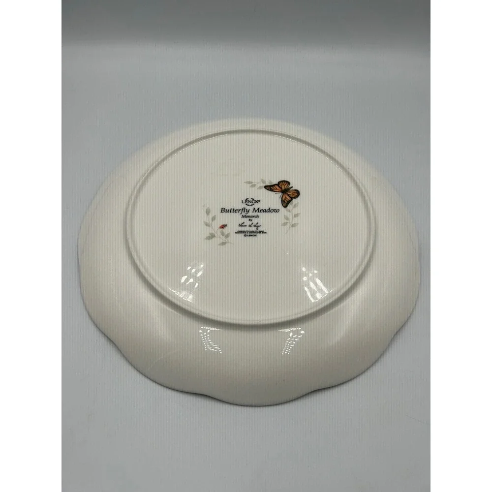 Lenox Butterfly Meadow Monarch Dinner Plate Scalloped Porcelain Floral 11 inches